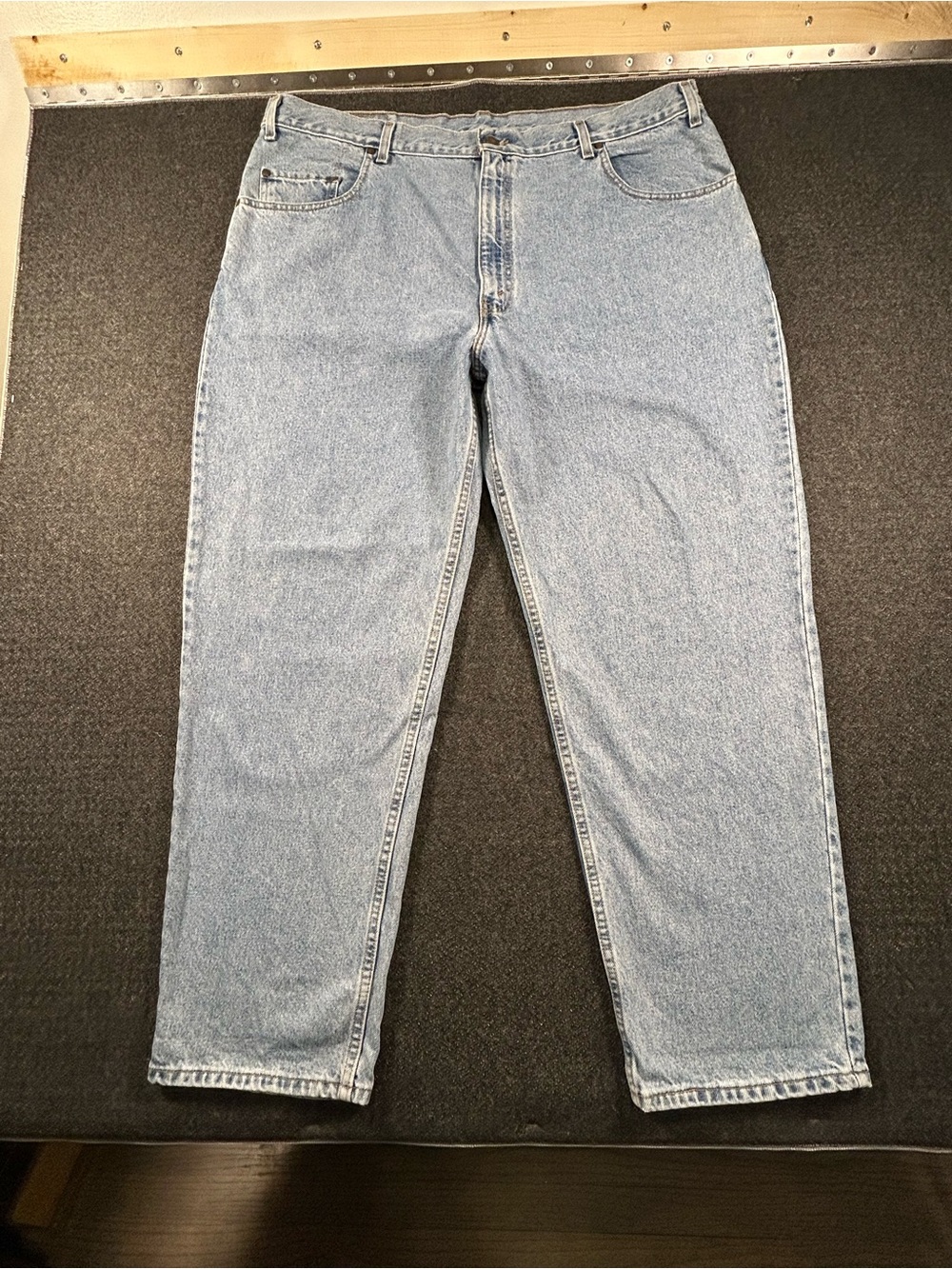 Vintage 90’s Levis Brown Tab Made In USA Loose Fit Light Wash Jeans Mens 44x30